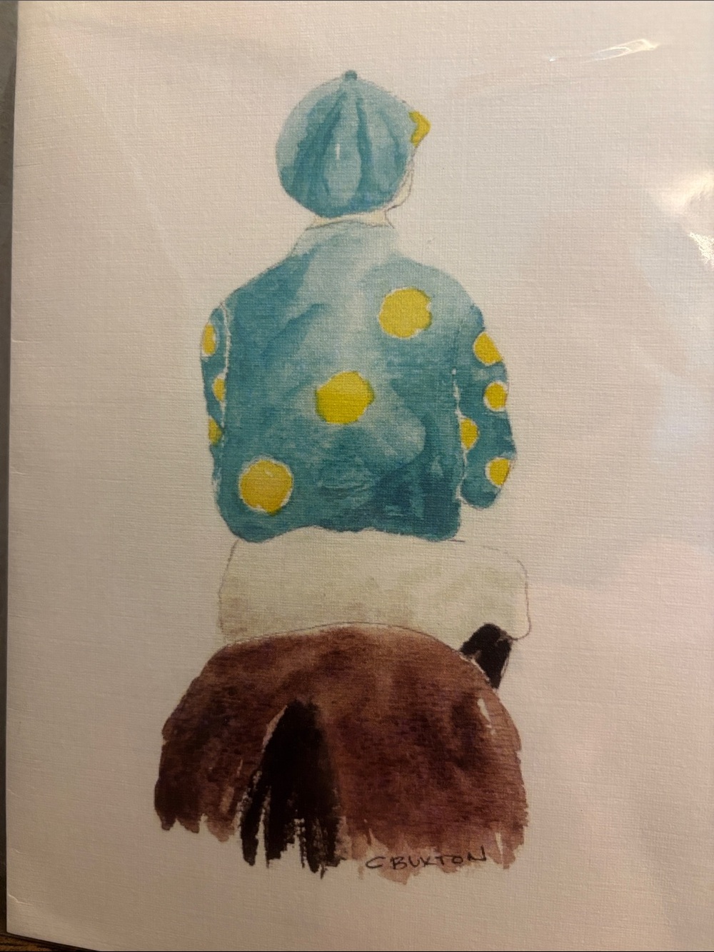 Jockey and Horse Print/Card 5” X 7”